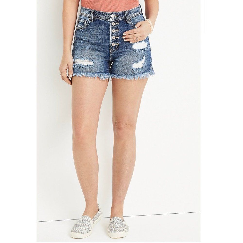 KanCan Button Fly Cut Off Distressed Jean‎ Shorts  Size 0/ 23